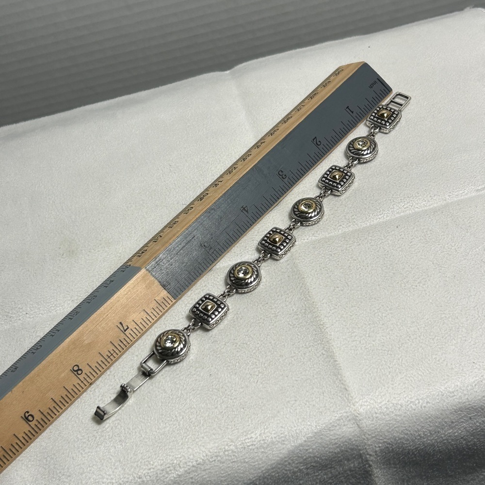 Brighton Heiress Bracelet Two-tone Silver Gold Plated 8" Adjustable - Picture 10 of 12